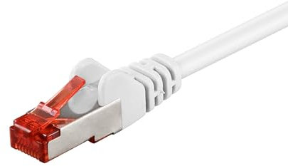 Goobay 92756 CAT 6 Kabel Lan Netzwerkkabel für Gigabit Ethernet S-FTP doppelt geschirmtes Patchkabel mit RJ45 Stecker, 0,5m, Weiß