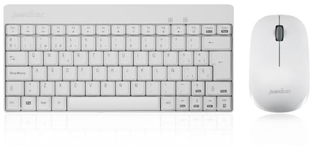 Perixx PERIDUO-712W Combo Teclado Pequeño y Ratón Inalámbrico para Windows, 2.4 GHz con Receptor USB, QWERTY Español, Blanco