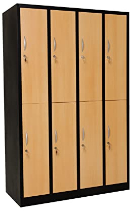 furni24 Garderobenschrank Schließfach Spind Umkleideschrank Kleiderschrank Abteilbreite 30 cm 8-türig fertig montiert Verschiedene Ausführungen verfügbar