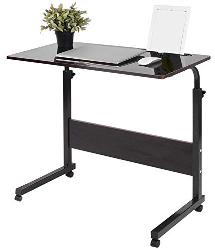 lyrlody Laptop Rolling Table, Height Adjustable Bedside Desk | Height Adjustable Frame, Slot Tray, Portable Bedside Use, Sofa and Hospital Nursing, Computer Desk Use