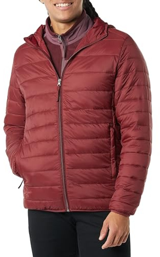 Amazon Essentials Hombre Chaqueta Acolchada con Capucha, Plegable, Ligera y Resistente a la Lluvia