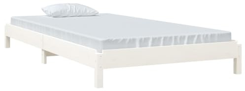 vidaXL Cama Apilable Somier Individual Dormitorio Base Habitación Muebles Mobiliario Hogar Cuarto Descanso de Madera Pino Maciza Blanco 90x190 cm