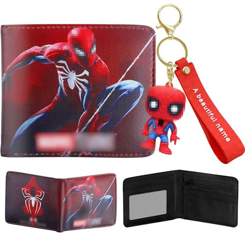 ASHFIT Kinder Portemonnaie Jungen, Geldbeutel Kinder mit Schlüsselanhänger, Geldbörse Kinder Jungen, Portemonnaie Kinder, Kinder Portmonee Jungen, Karikatur Geldbörsen mit Münzfach