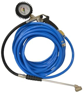 Compressed Air Hose Blue 10 m, 20 m or 30 m with Tyre Inflator in Pistol Shape and Petrol Station Plug (DLS6 x 12BL 10 m DLK / M16 x 1.5 with RFPF TKST)
