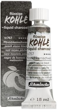 Schmincke - Charbon liquide, charbon liquide, noyaux de pêche, 15 ml, 18 757 006, pour peinture et dessin, végétalien