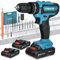 Avvitatore a batteria 21V, Trapano avvitatore elettrico con 2 2.0Ah Batteries, 28Nm Trapano a Percussione, 25+3 Coppie, LED Luce, 2 Velocità per il fai da te, in Casa e Giardino