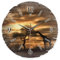 Kreative Feder Runde Wanduhr „Giraffe in Afrika“ aus Naturholz mit flüsterleisem Uhrwerk; Durchmesser 30cm (Giraffe in Afrika, leises Funkuhrwerk)