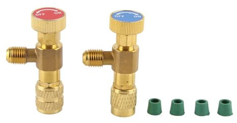 nikusaz 2 uds válvula de Seguridad líquida R410A R22 Aire Acondicionado refrigerante 1/4 Adaptador Kit de Carga para reparación HVAC