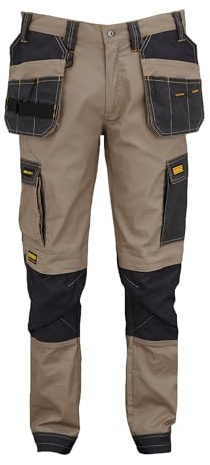 DEWALT Men's Fairhaven Pro-Stretch, Slim Fit, Holster Pocket Work Trousers, Stone, W28/L29