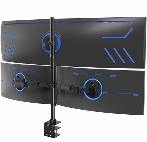 Vivo STAND-V103T Support de Bureau Extra Haut pour écrans jusqu'à 49 sur Support Central et écrans de 27 sur Supports latéraux, Peut Supporter jusqu'à 20 kg, Noir