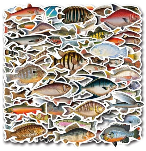 110 Adesivi Di Pesce, Personalità Creativa, Cartone Animato Divertente, Adesivo Per Graffiti Impermeabili Autoadesivo, Decorazione Di Taccuini Per La Tazza D'Acqua Per Skateboard Fai-Da-Te.