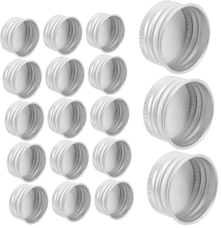 Cabilock Tapas De Rosca Herméticas 24mm, Aluminio 1mm, Resistentes a Fugas, Compatibles con Botellas y Frascos De Vidrio, Ideales para Viajes y Almacenamiento, Pack De 50 Unidades