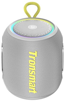 Tronsmart T8 Mini enceinte portable Bluetooth puissante, 16 W, IPX7 étanche, durée 20 h, connexion stéréo, compatible SD/AUX, idéale pour fêtes, voyages et extérieur, gris