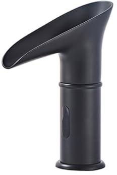 POLGDW Retro Bathroom Taps Sensor Faucet Cold Tap Only Waterfall Tap Set Bathroom Taps Infrared Basin Tap Battery Powered,Black,Low