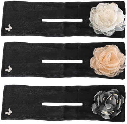 MOTHNUR 3pcs Flower Hair Bun Maker Set with Wire Clip Hair Donut Shaper for Women Girls Black White Apricot White Colors for Casual and Formal Updos