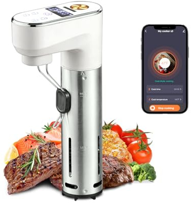 1300W Sous Vide Cooker,WIFI Sous Vide Machines,Immersion Circulator,Precision Cooker,Recipes,Accurate Temperature and Time Control,IPX7 Waterproof,Ultra Quiet,Fast Heating,APP Recipes Timer