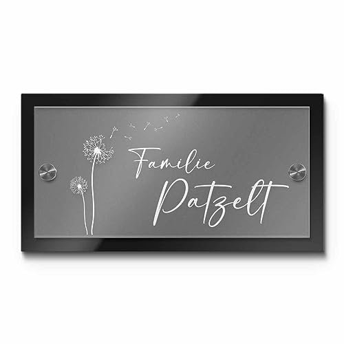 Hausnummer Namensschild mit Gravur und Motiven aus Acrylglas ab 21x10cm Geschenkidee Türschild für die Haustür mit Namen