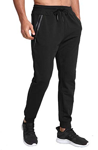 JustSun Pantalon Chandal Hombre Ropa Deportiva Hombre Jogger Pantalones Deporte con Bolsillo Cremallera Negro XL