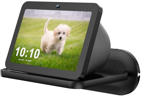 PlusAcc Väggfäste för Ech0 Show 8/5 – hyllkonsol för Google Nest Hub/Home Hub, Bose, JBL och andra smarta högtalare, en platsbesparande lösning (svart)