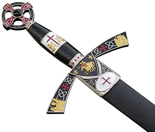 Schwert echt Metall Templerschwert 4112/V 100% handgefertigt in Toledo Spanien mit Scheide Dekoratives für Mittelalter zur Rekonstruktion oder als Geschenk.