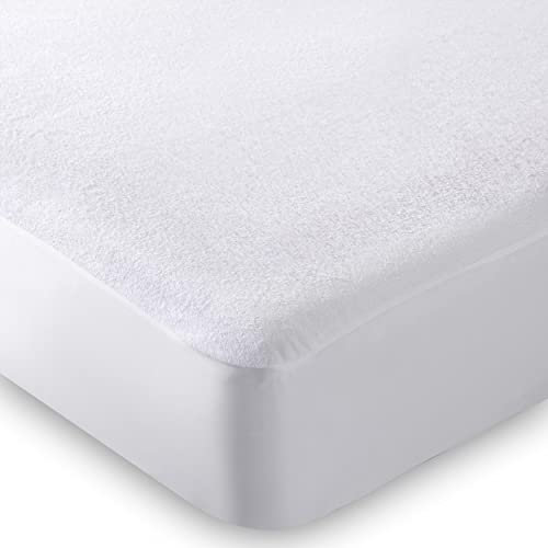 Charms Trend Waterproof Mattress Protector Double 100% Cotton Terry Towel - Extra Deep Fitted Bed Cover - Ultra Soft, Anti-Allergy, Moisture Wicking, Machine Washable – Double (138x190+30cm)