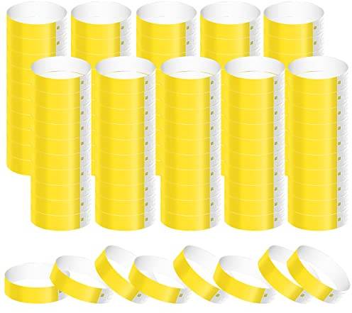 1000 Pezzi Braccialetti di Carta per Eventi, Impermeabili Braccialetti Colorati Discoteca Braccialetti d Ingress Braccialetti Identificativi per Festival Musicali Concerti Concorsi (Giallo)