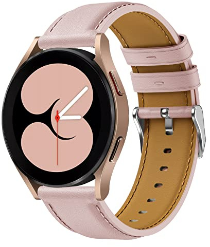 Syxinn 20 mm läderarmband för Samsung Galaxy Watch 4/4 Classic 46 mm 42 mm/Galaxy Watch Active 2 40 mm 44 mm armband för kvinnor och män, Galaxy Watch 7 6 5/5 Pro, ersättningsarmband, klocka 3 41 mm