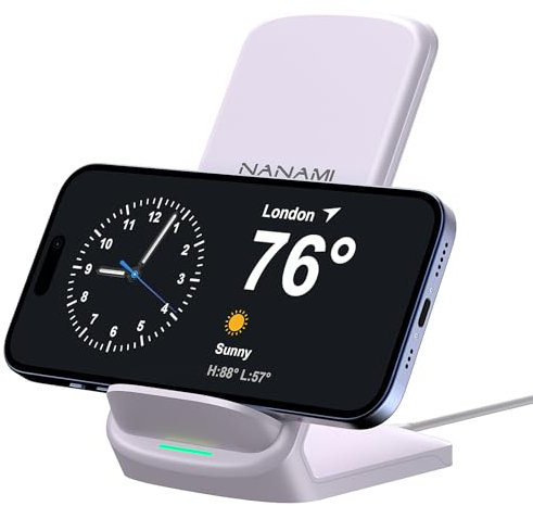 NANAMI Wireless Charger for iPhone and Samsung, 10W Fast Induction Charging Stand for Galaxy S25 S24 S23 S22 S21 S20 S10 S9 S8, 7.5W for iPhone 16 15 14 13 12 11 SE2 X XS XR 8 8P and Qi-Enabled Phone