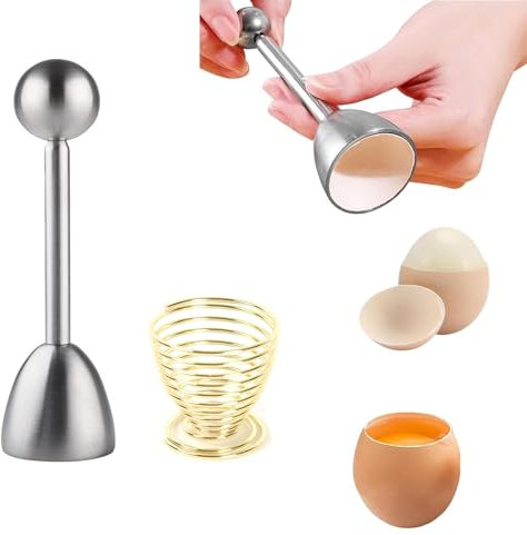 Separatore di Gusci D'uovo Portare Scaffale per Uova, Rompi Guscio Uova in Acciaio Inossidabile, Spacca Gusci D'uovo da Cucina, Kitchen Rompi Guscio Uova per Colazione Uovo Sodo Crudo/Morbido