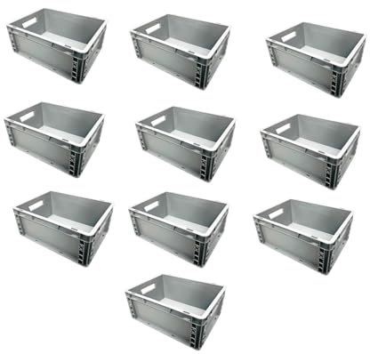 Pack of 10 x 15 Litre Recycled Euro Plastic Stacking Container