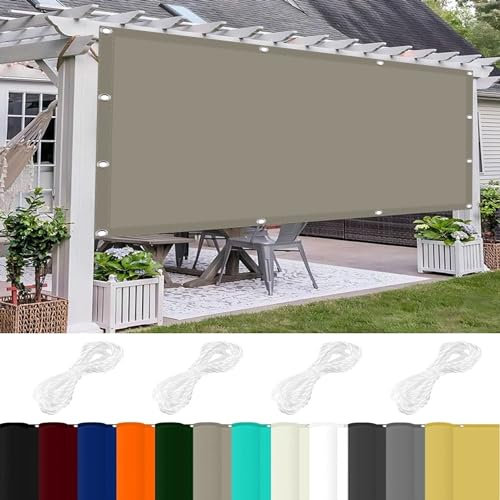 Sonnensegel Schattenspender 1.7 x 5 m 98% UV Schutz Sonnensegel Terrassenüberdachung mit Ösen Und Kordel,PES Polyester für Balkon Terrasse Garten Camping, Khaki