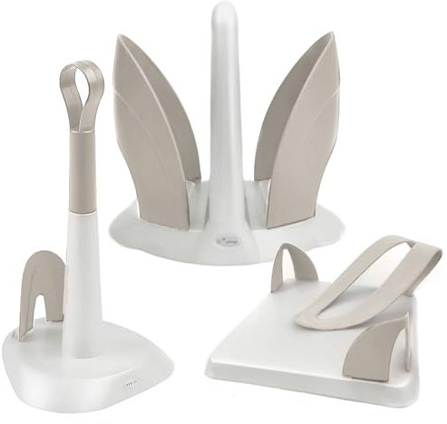 Sicignano | Set Portatovaglioli Portarotolo Portabicchieri, Plastica Riciclata, Colore Tortora – Accessori da Cucina Pratici e Salvaspazio, Organizzare Ottimizzare la Tua Cucina – Design Moderno