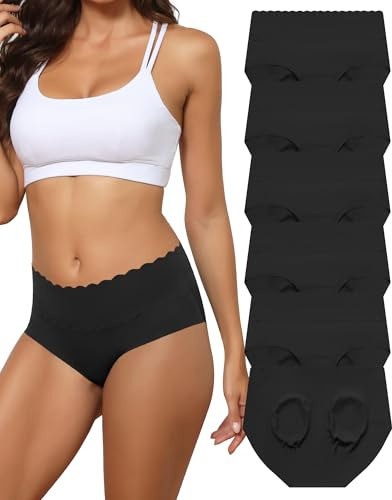 Levao Culotte sans Couture Femme Invisible Taille Haute Slip Dim Lot de 6