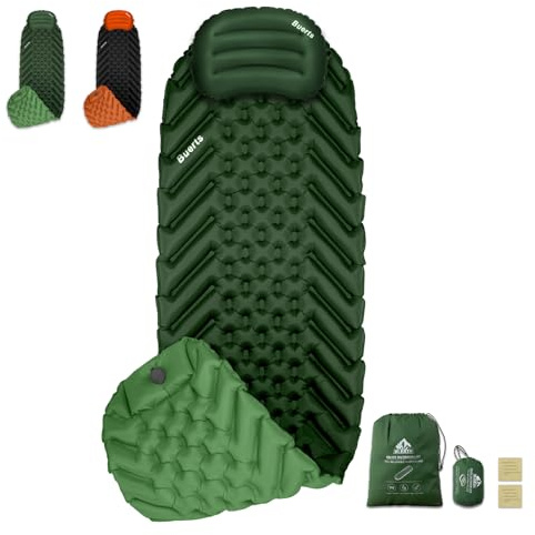 BUERTS Self-Inflating Sleeping Mats for Camping and inflatable pillow - set, portable, ultra-light, thickened, quick to inflate in 30s, can be spliced. Suitable for backpacking, hiking, camping.