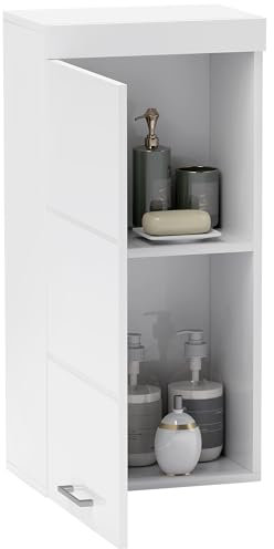 HOMCOM Badezimmerschrank Hängeschrank Wandschrank Medizinschrank mit Tür, verstellbaren Ablagen 37,2 x 24,5 x 76,8 cm Weiß