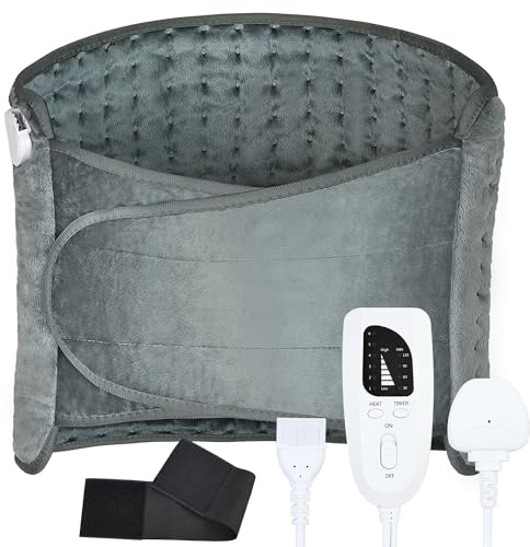 Alltoneed - Adjustable Heat Pad for Back Pain Relief, Electric Heating Pad with 6 Heat Settings & 4 Timer Settings