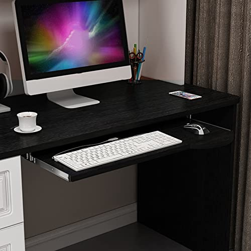Justerbar hopfällbar bordsbordsförlängare med tangentbordslåda – ergonomisk träbricka under skrivbord, robust design stöder 21 kg belastning, perfekt för hem och kontor