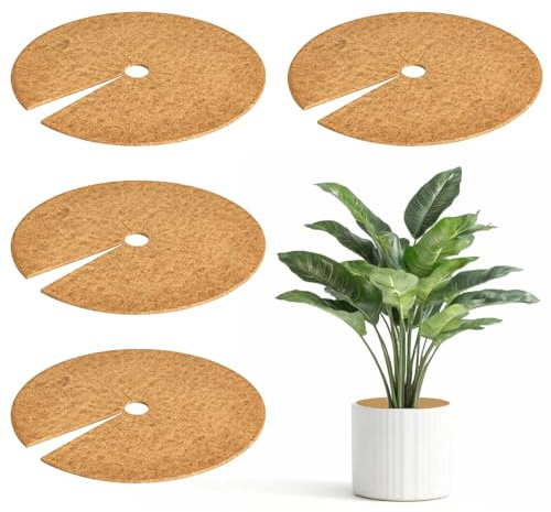 Bamworld 4 Pezzi Dischi in Fibra di Cocco, 60 cm Proteggi Alberi in Cocco Naturali, Coprisuolo per Vasi per Piante da Interno ed Esterno e Arredo Verde, Marrone