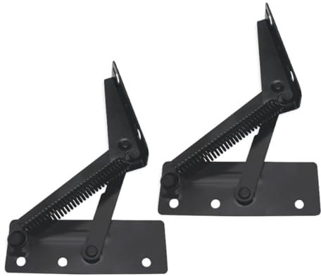 Ipetboom 2pcs Black Steel Triangular Spring Hinges for Sofa Storage Box Furniture Accessories, Sturdy Household Sofa Triangular Hinge Set