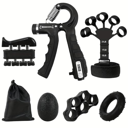 Yilceemy Set di 6 Allenatori per Avambracci, con Borsa con Coulisse, per Allenamento Della Presa, Allenamento Forearm, Nero