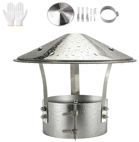 Skorstenslock Yttre Skorstenskåpa Rund Skorstenshatt Regnskydd Silver Ventilerad Takhuv Skorsten Eldstadshatt 304 Rostfritt Stål för Öppen Spis RöKröR Kaminfäste(125mm)