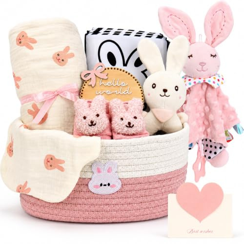 Nyfödd gåva, baby presentset för pojkar/flickor, sensorisk bok, babyfilt, skötstrumpor, skallra haklapp, milstolskort, baby födsel gåva, baby shower