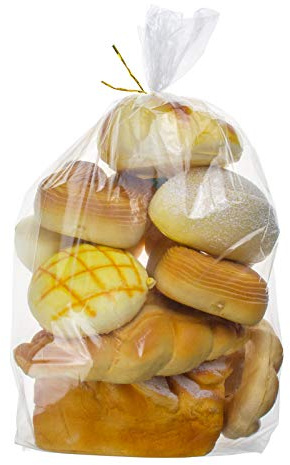 Lesibag Bread Loaf Plastic Bags - 18 x 8 x 4 Inch Clear Gusseted Poly Bags with Free Twist Ties (200 Pack)…