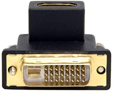 chenyang Convertitore da HDMI a DVI, DVI (24+1) maschio a HDMI femmina, adattatore bidirezionale con angolo di 90 gradi in alto, placcato oro, per TV, monitor, computer