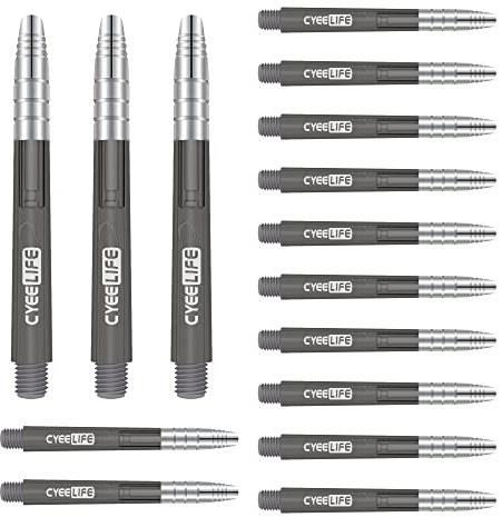CyeeLife Dart Schäfte 15 Stück 48mm Schwarz 2BA Dartpfeile shafts