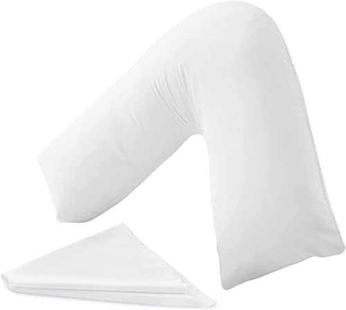 SM Decor V Pillow With Pillowcase - Orthopedic Support Pillow For Neck, Back & Shoulder - Nursing, Maternity & Pregnancy V Shaped Pillow - Extra Hollowfiber Filling & Machine Washable