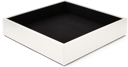 eglooh - Minerva - Vaciabolsillos Recibidor Cuero Blanco - Organizador de Escritorio Diseño Moderno - Bandeja Decorativa Llaves, Monedas y Joyas - cm 16,5 x 16,5 - Made in Italy
