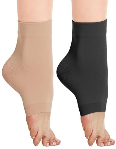 2 Paia di Tutore alla Caviglia con Calze a Compressione Graduata Uomo/Donna Classe 2 (20-30 mmHg), Per Edema, Fascite plantare, Distorsioni, Neuropatia e Sport