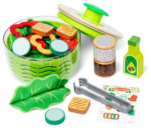 Melissa & Doug - Coffret Jeu Essoreuse À Salade 28 Pièces - Accessoires Cuisine - Jeu Imitation - Jouet en Bois - Jouet D'Activité, De Développement Et d'apprentissage - Cadeau Enfant 3 Ans Et +