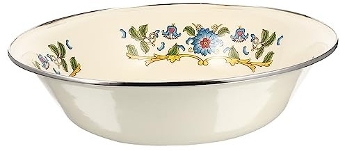 Zerodeko Ciotola Per Zuppa Smaltata Vintage Bacinella in Smalto Multifunzionale Stoviglie Da Cucina Resistenti e Sicure Da Usare Coperchio Per Mantenere Contenuto Fresco e Asciutto